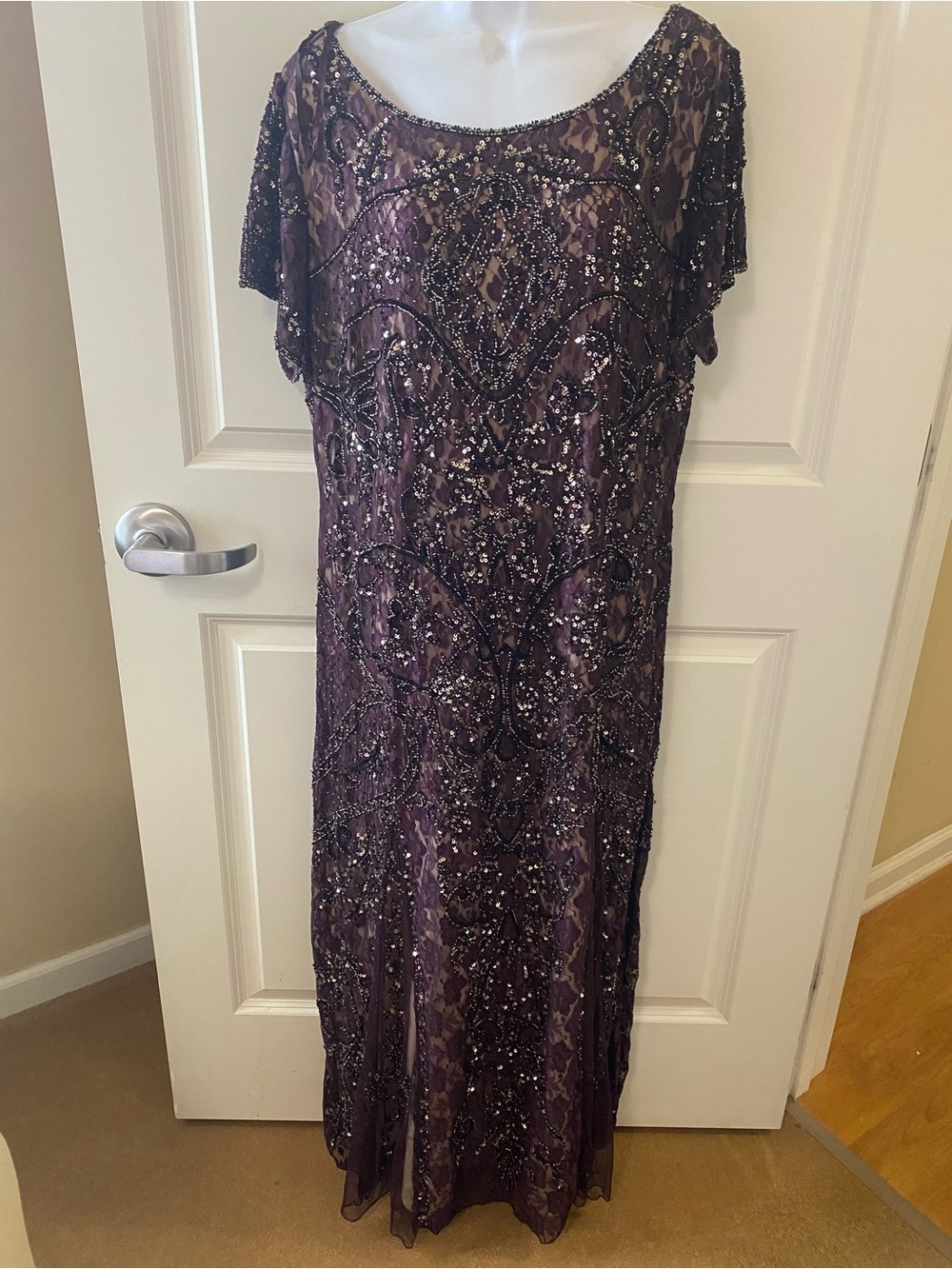 Pisarro Nights Nordstrom Beaded Maxi Dress in Deep Purple